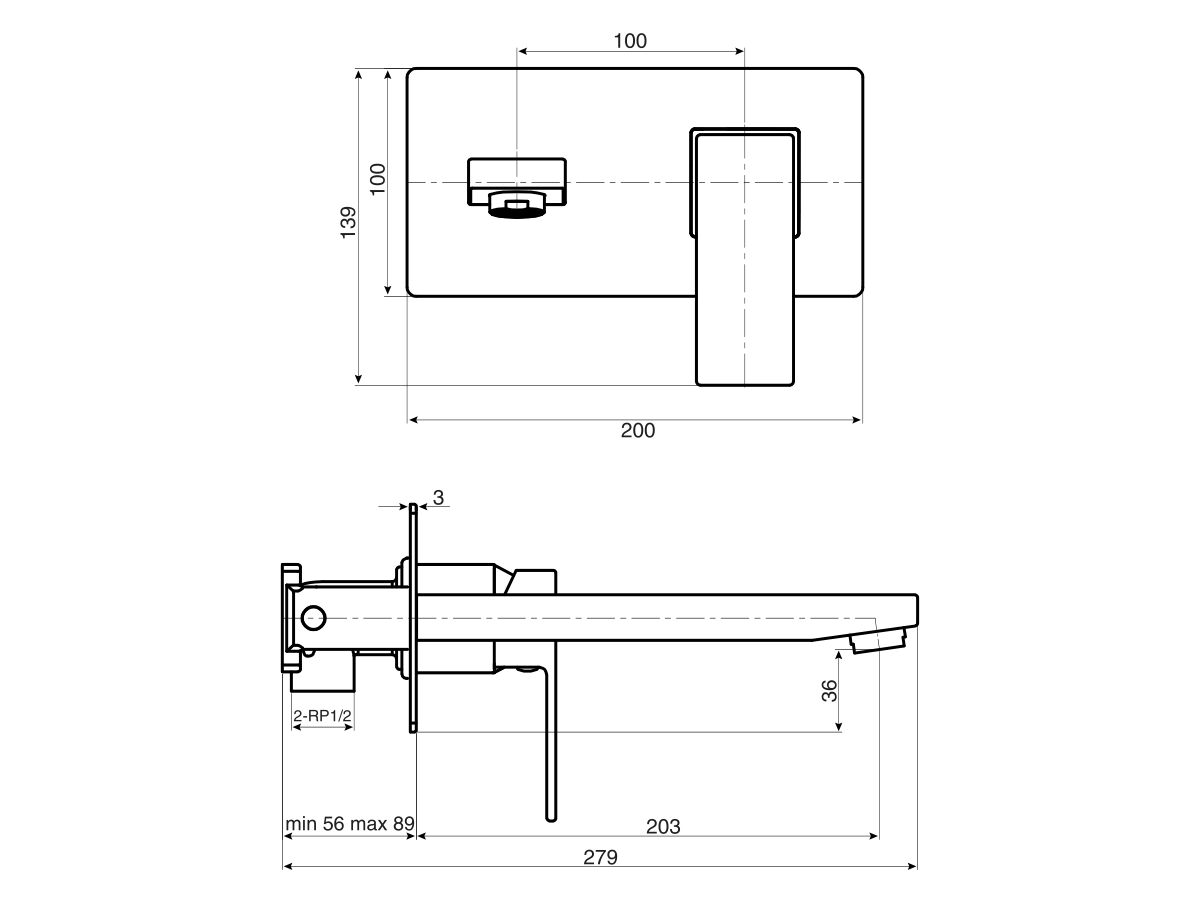 Mizu Bloc MK2 Wall Bath Mixer Set