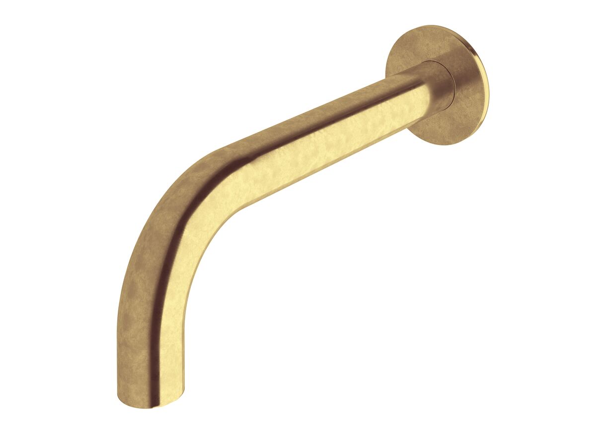 Milli Pure Wall Basin Outlet 200mm Living Tumbled Brass (3 Star)