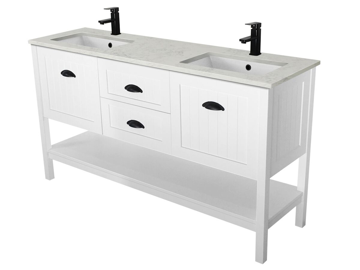 Kado Era Full Height Vanity Unit with Legs 2 Door & 2 Drawers with Double Under Counter Basin 1600mm