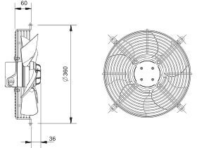 Technical Drawing - SolerPalau Fan 300mm 1Ph HRB/4-300BPN