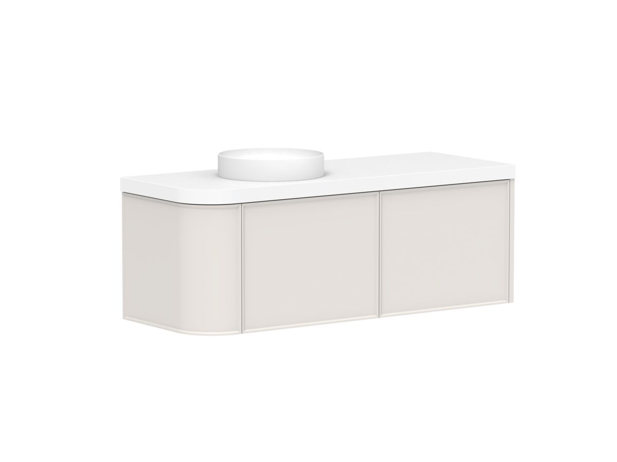 Kado Era 50mm Durasein Statement Top Single Curve All Drawer 1350mm Wall Hung Vanity with Left Hand Basin