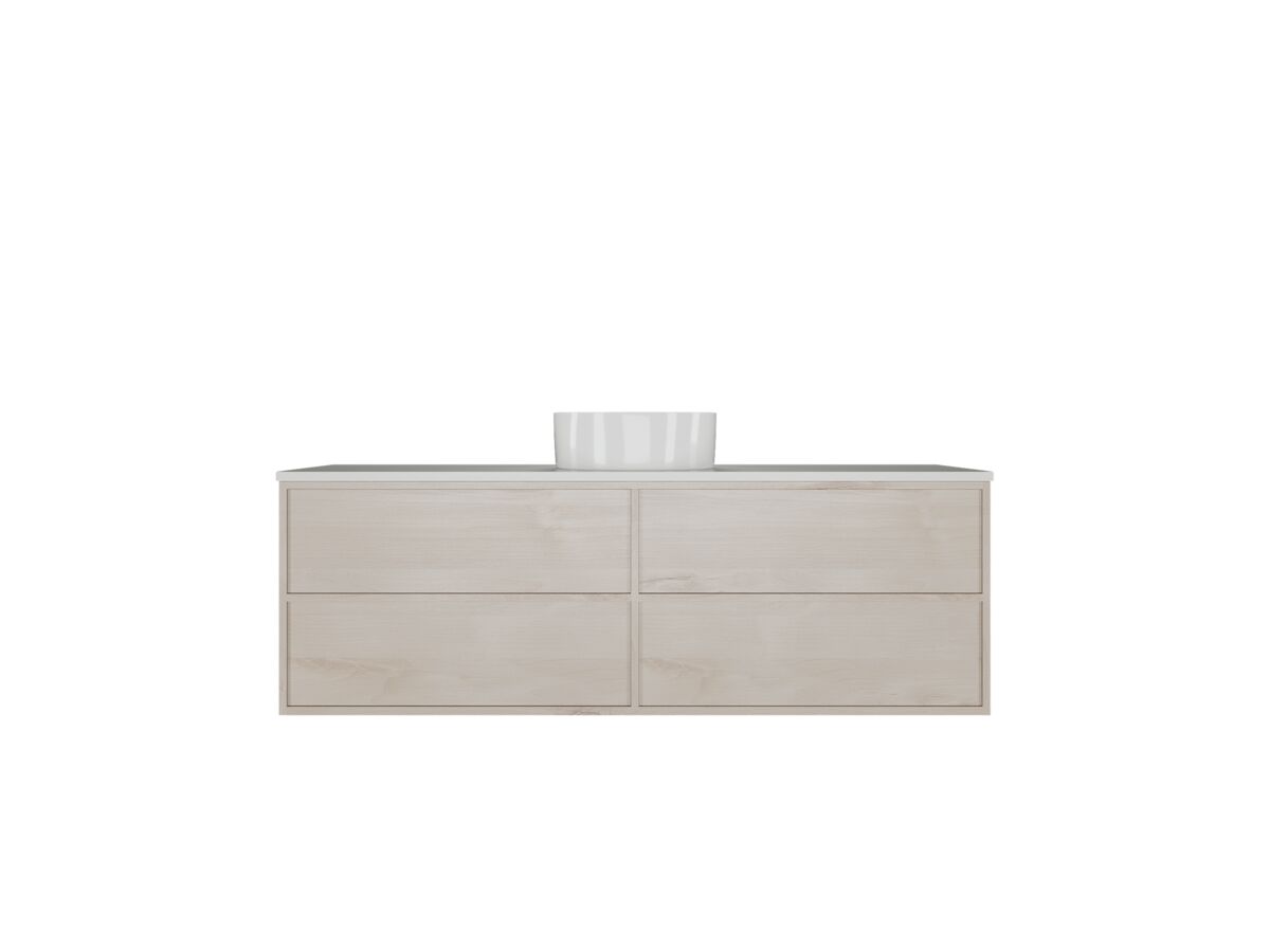 Kado Aspect Wall Hung Vanity Unit 1500mm Single Bowl 4 Drawer Corian 20mm Top
