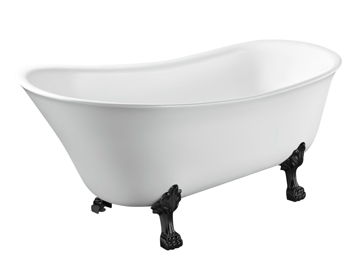 Kado Era Freestanding Bath 1700mm White with Matte Black Claw Feet from