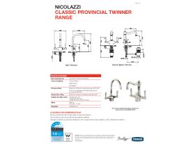 Technical Guide - Classic Provincial Sink Twinner Lever Chrome (4 Star)