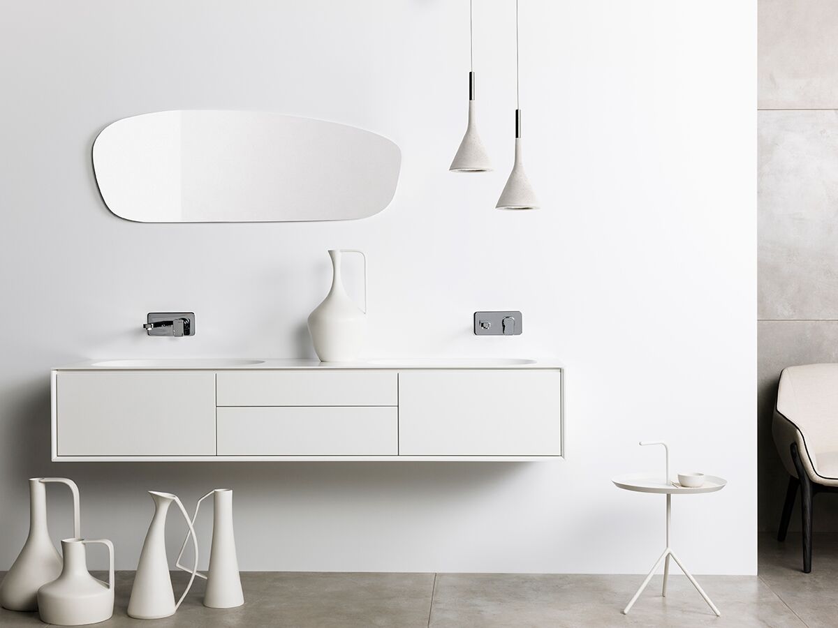 ISSY Glide 1750mm Wall Hung Vanity Unit Double Bowl 4 Drawers White