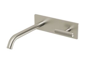 Hero - Milli Etch Progressive Wall Basin / Bath Mixer Tap Set with Square Backplate Brushed Nickel