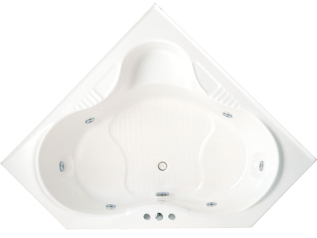 POSH Solus 1500mm Corner White Santai Spa with 6 Chrome Jets and Auto Heat Pump