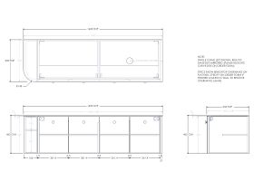 Technical Drawing - Kado Era 12mm Durasein Top Single Curve All Door 1650mm Wall Hung Vanity with Right Hand Basin