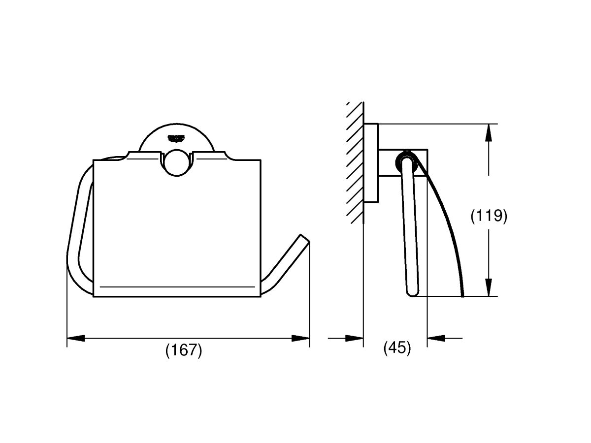 GROHE Essentials Accessories Toilet Roll Holder with Cover Chrome from Reece