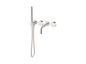 Milli Pure Progressive Bath Mixer Tap System 200mm with Hand Shower Right Hand and Cirque Textured Handles Chrome (3 star)