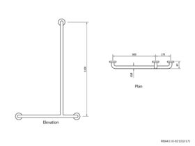 RBA Shower "T" Rail Right Hand 1100 x 500 x 175mm