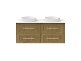 Kado Lux 1200mm All Drawer Wall Hung Vanity Unit Caesarstone Double Bowl 4 Drawers (No Basin)