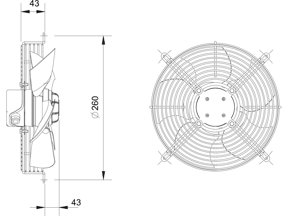 Technical Drawing - SolerPalau Fan 200mm 1Ph HRB/2-200BPN