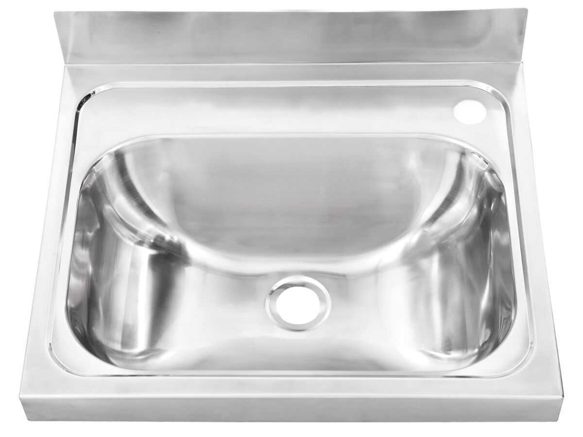 Wolfen Wall Hand Basin Stainless Steel 500x420mm Right Hand 1 Tap Hole (Less Wall Bracket)