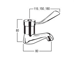 Torrens Flared Lever Pillar Tap 150