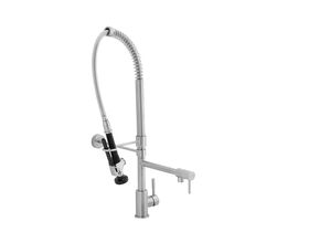 Wolfen Pre Rinse Sink Mixer Tap with Pot Filler Stainless Steel - Compact (6 Star)