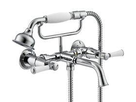 Posh Canterbury Wall Mounted Telephone Bath Shower Set Lever with Porcelain Handle Chrome (3 Star)