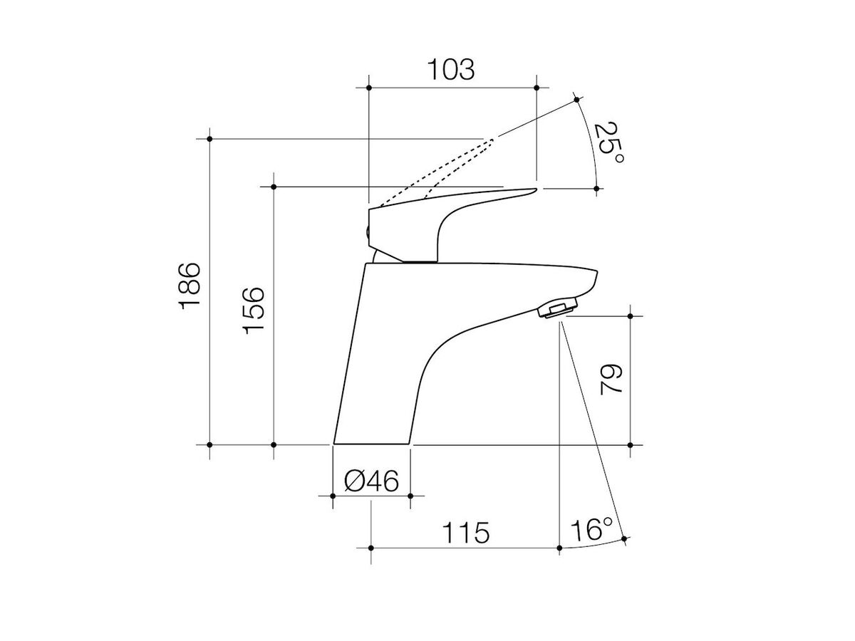 Caroma Care Plus Basin Mixer Standard Handle Hot - Cold Indicators