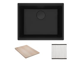 Hero - Franke City Fragranite Single Bowl 510mm Undermount Sink Pack includes Chopping Board and Rollamat Matte Black