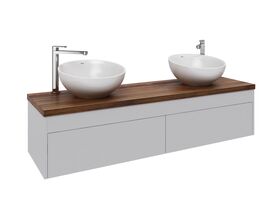 Acqua Wall Hung Vanity Unit Double 1500mm Recycled Brown Timber Top