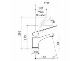 Caroma Skandic Care Basin Mixer Tap 150mm Outlet Warm / Cold Indicators Chrome (5 Star)