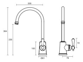 Kado Era Sink Mixer Large Porcelain Lever Handle