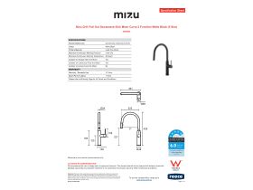 Specification Sheet - Mizu Drift Pull Out Gooseneck Sink Mixer Curve 2 Function Matte Black (5 Star)