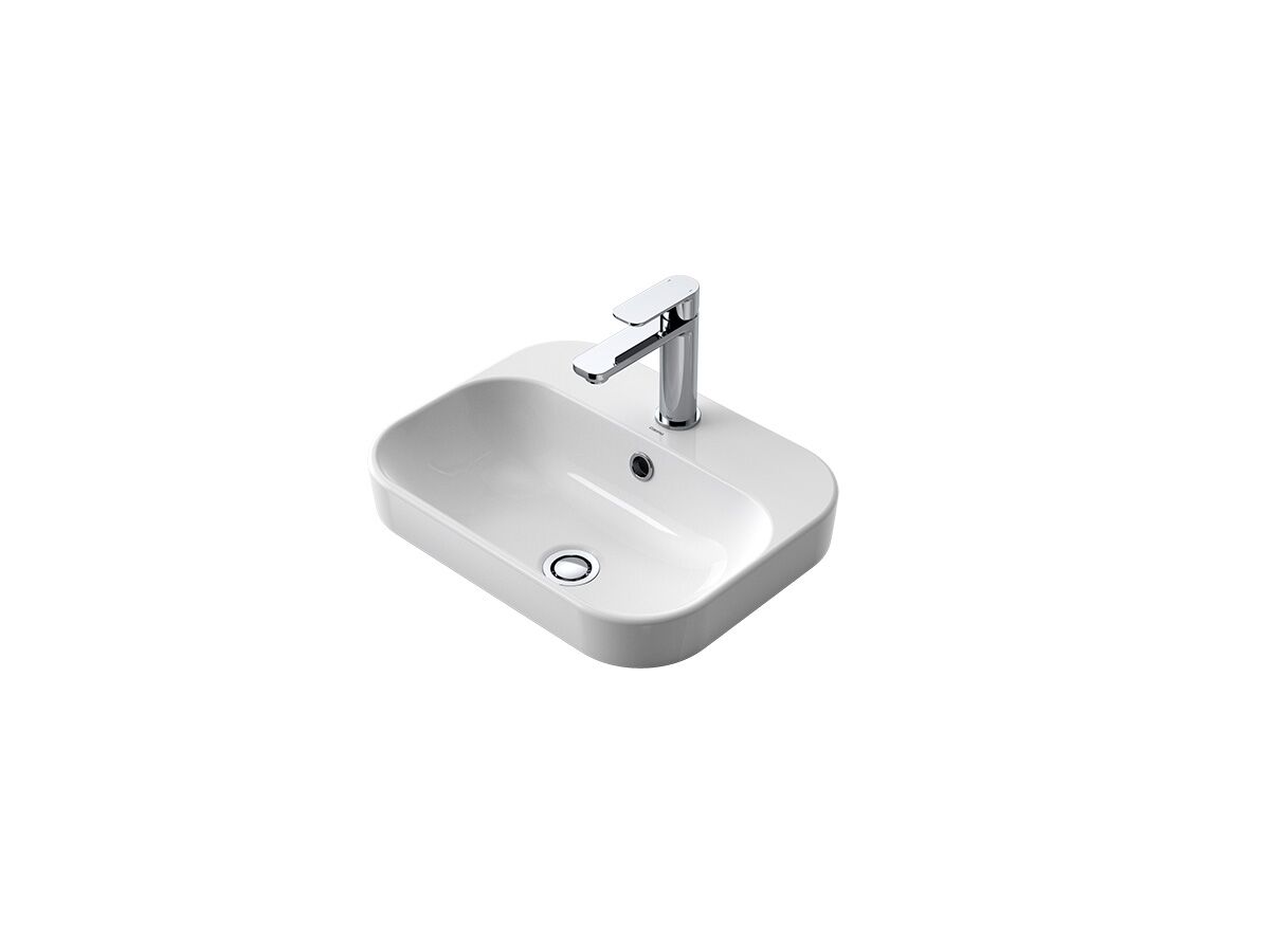 Luna Inset Basin One Taphole Overflow White
