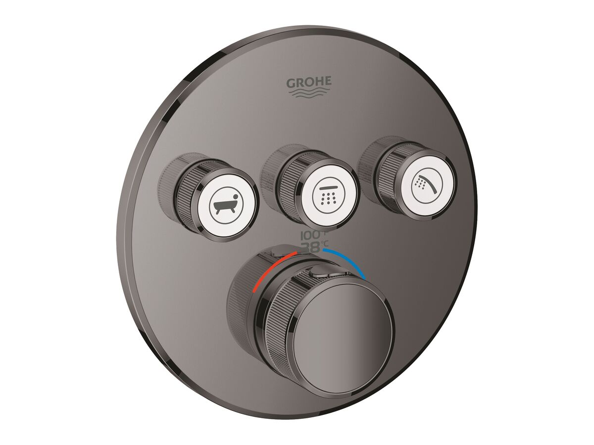 GROHE SmartControl Concealed Thermostat 3 Button Round Hard Graphite