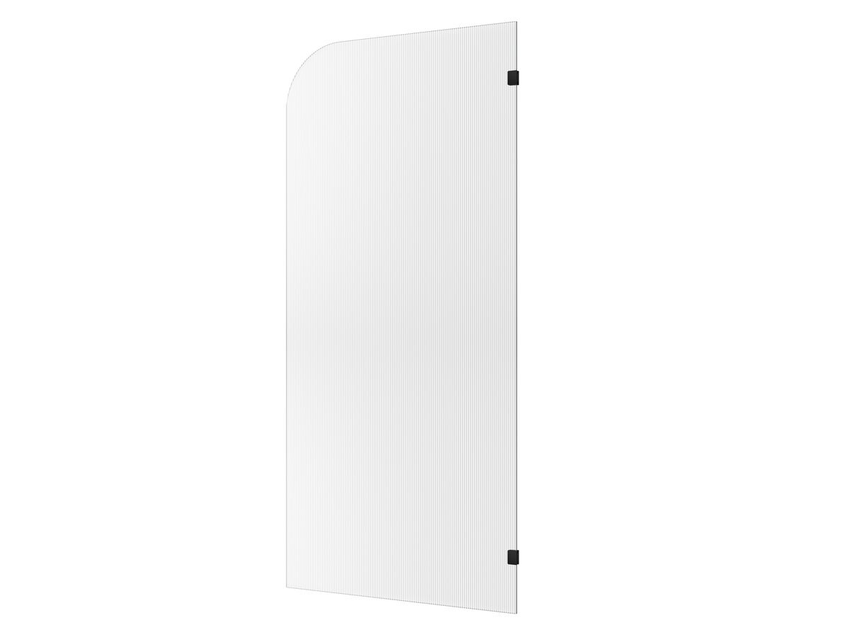 Hero - Kado Lux Frameless Curved Right Fluted Panel with Wall Clips 1000mm Matte Black