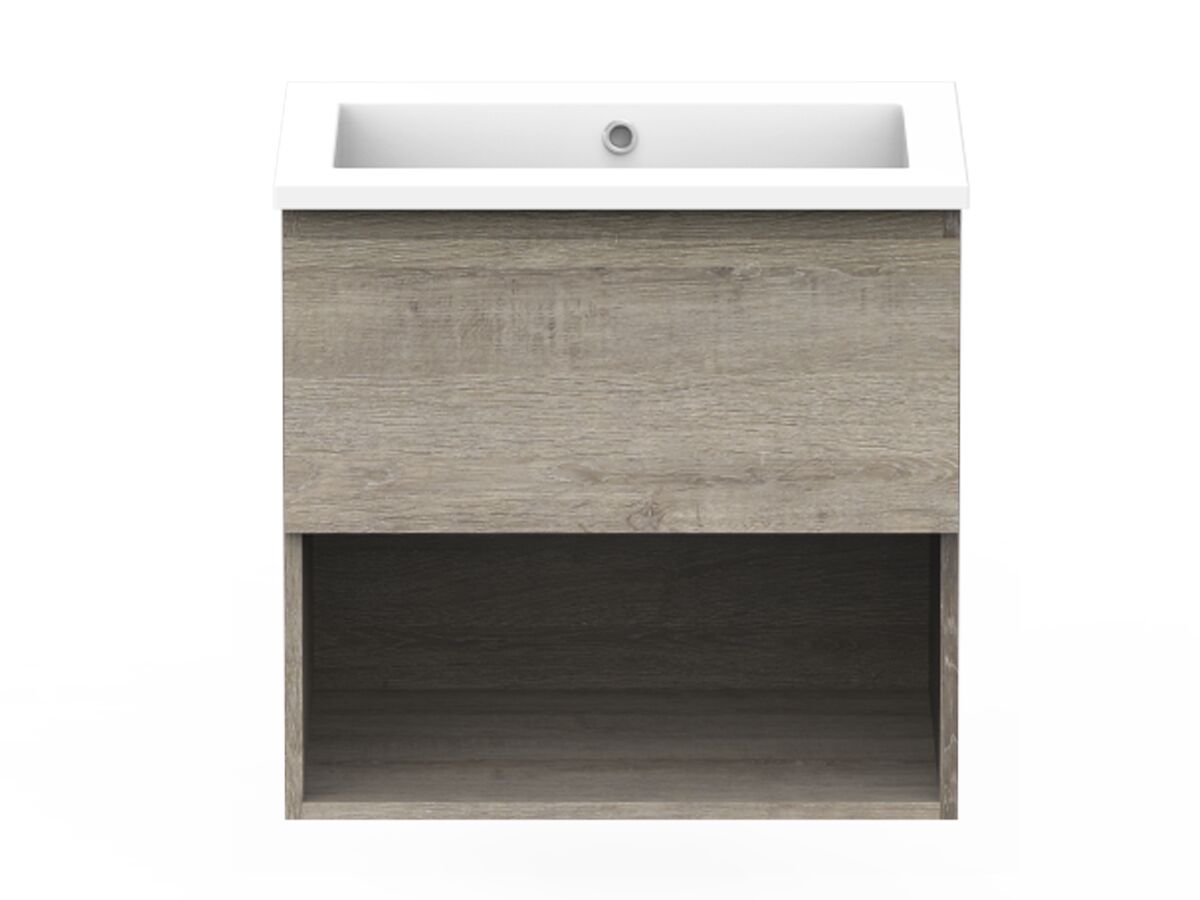 Posh Domaine Open Shelf All-Drawer 600mm Wall Hung Vanity Cast Marble Top
