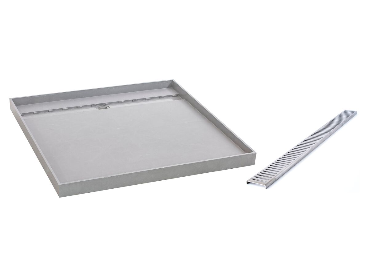 Posh Solus Tile Over Shower Tray with 1140mm Long Rear Stainless Steel