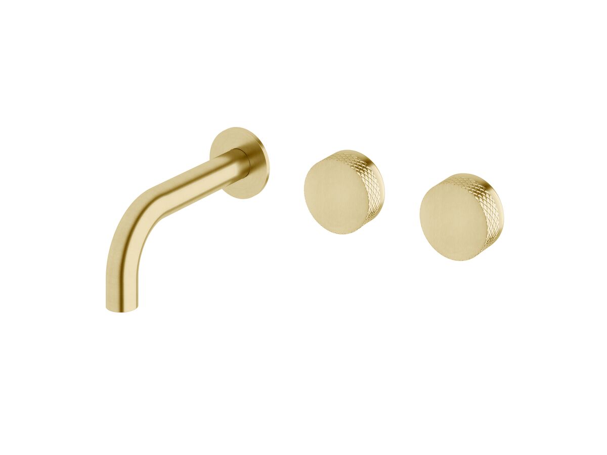 Milli Pure Wall Bath Hostess System 160mm Right Hand with Diamond Textured Handles PVD Brushed Gold