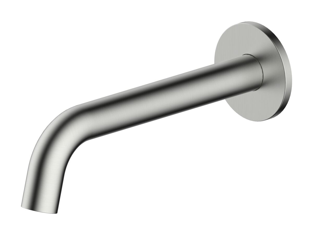 Mizu Drift Wall Basin/Bath Outlet Curve Spout 200 Brushed Nickel (6 Star)