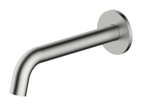 Mizu Drift Wall Basin/Bath Outlet Curve Spout 200 Brushed Nickel (6 Star)