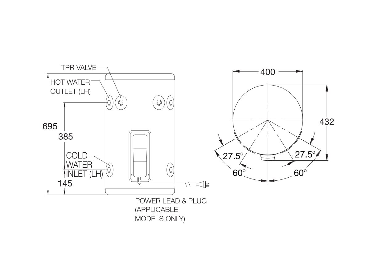 Rheem Stellar 50L 3.6kW Single Element Stainless Steel Electric Hot Water System from Reece