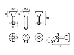 Technical Drawing - Posh Bristol Wall Bath Set