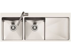 AFA Exact Double Bowl Inset Sink 1 Taphole Left Hand Bowl 1208mm Stainless Steel