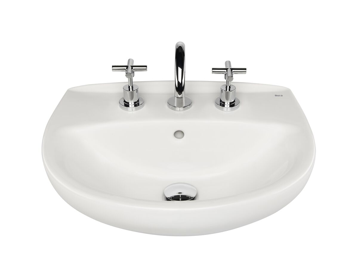 Victoria Wall Basin with Fixing Bolts 520mm 3 Taphole White