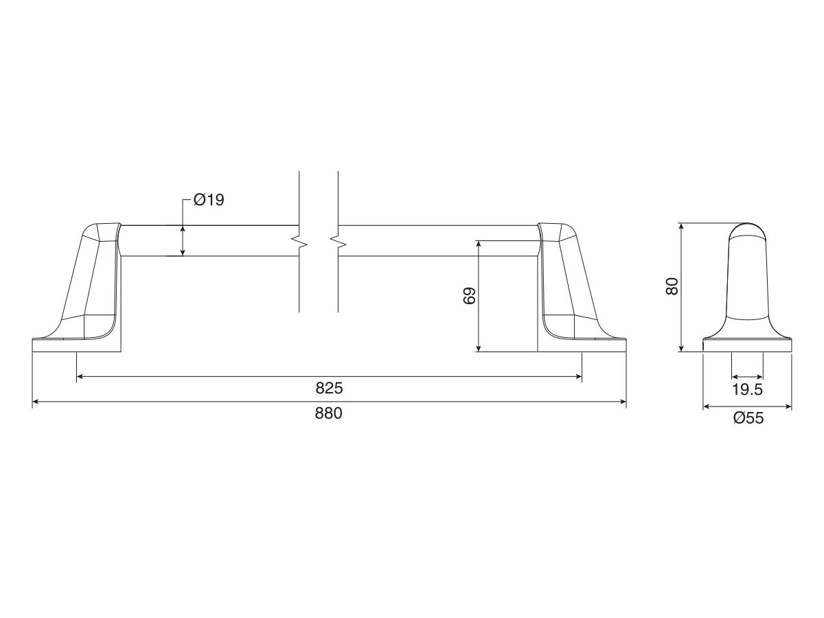 Base Single Towel Rail 800mm Chrome from Reece