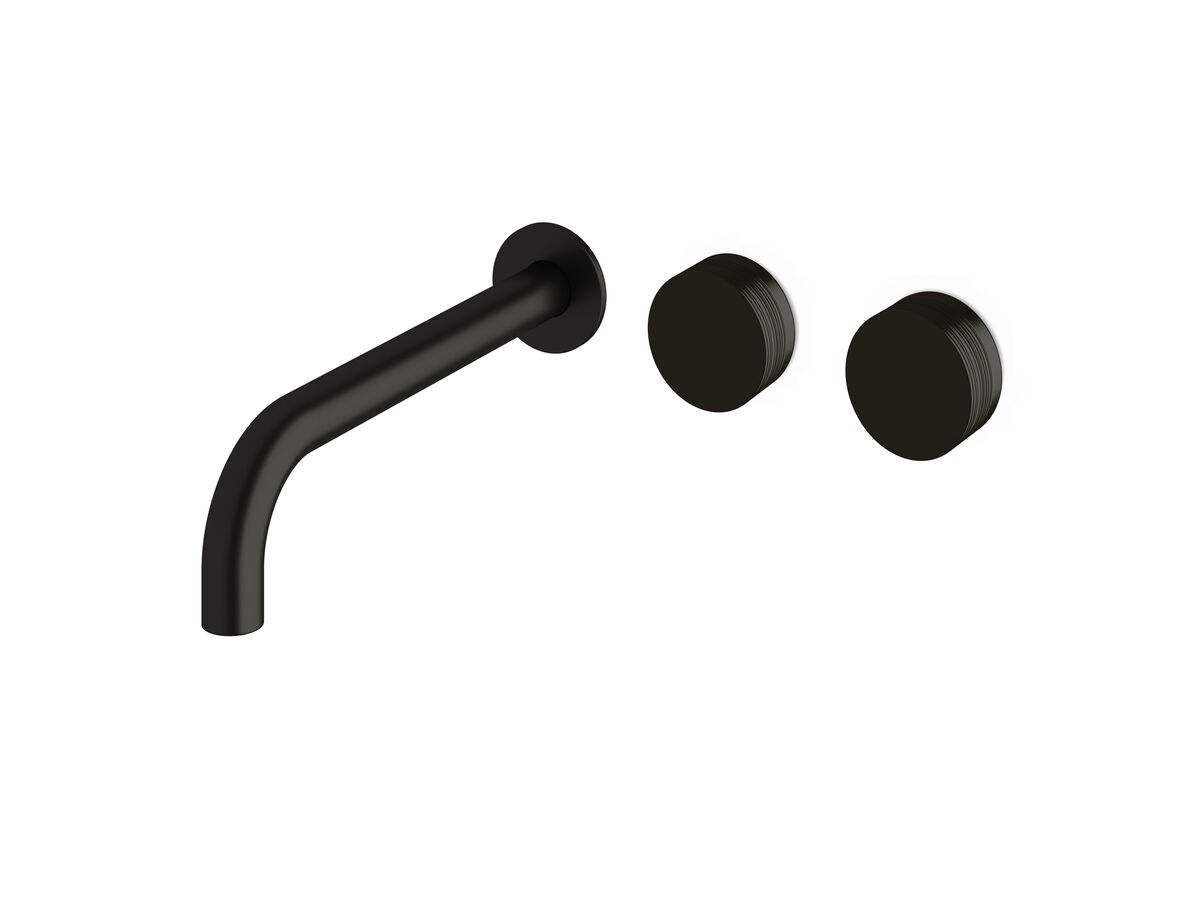 Milli Pure Wall Basin Hostess System 250mm Right Hand with Cirque Textured Handles Matte Black (3 Star)