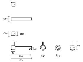 Scala Straight Wall Basin Set with 200mm Outlet