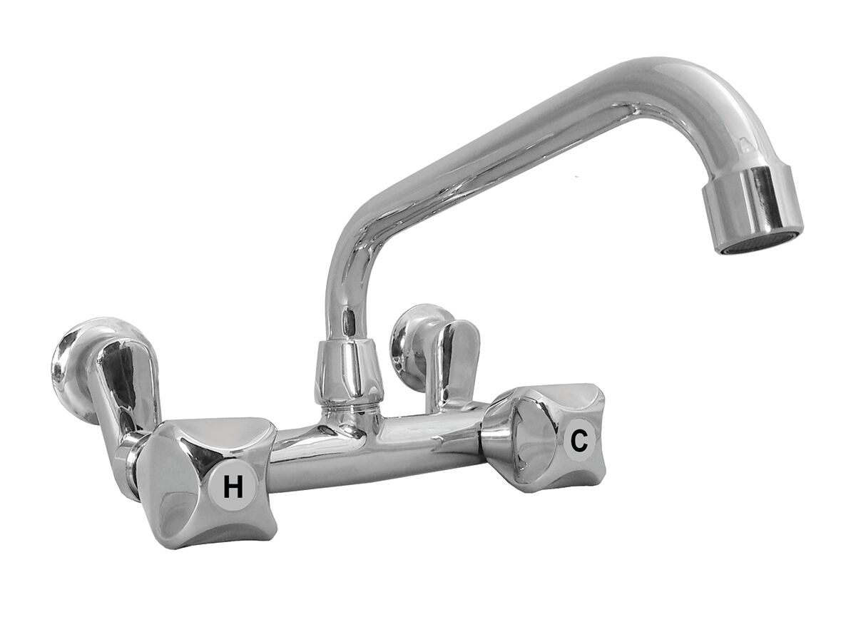 Foreno Standard Exposed Sink Wall Faucet Set Chrome (3 Star) from Reece