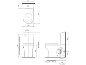 Dorado Wall Faced Close Coupled Back Entry Toilet Suite with Waldorf Soft Close Seat White (4 Star)