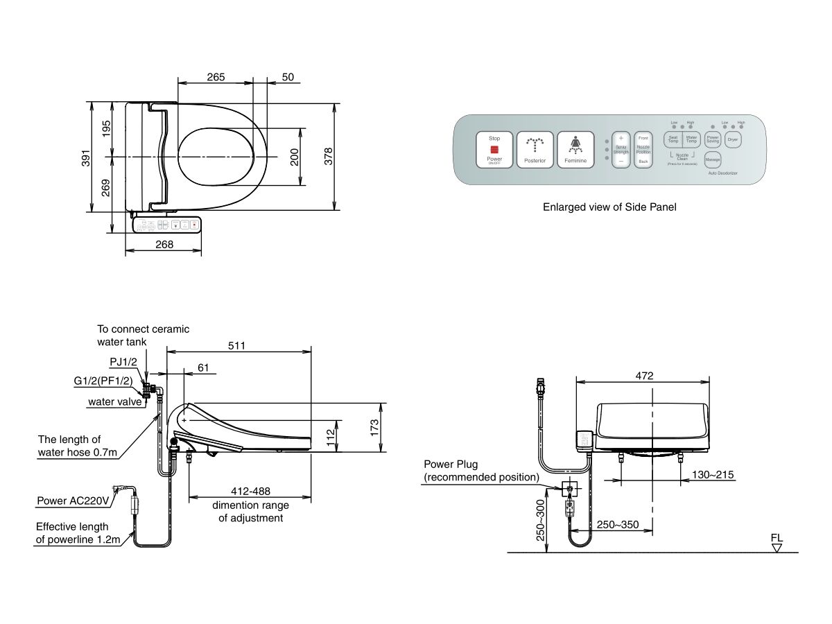 American Standard Square Hygiene Rim Close Coupled Back to Wall