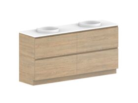 Posh Domaine Plus All-Drawer Twin 1800mm Floor Mounted Vanity Unit Double Bowl Friday Quartz Top (No Basin)