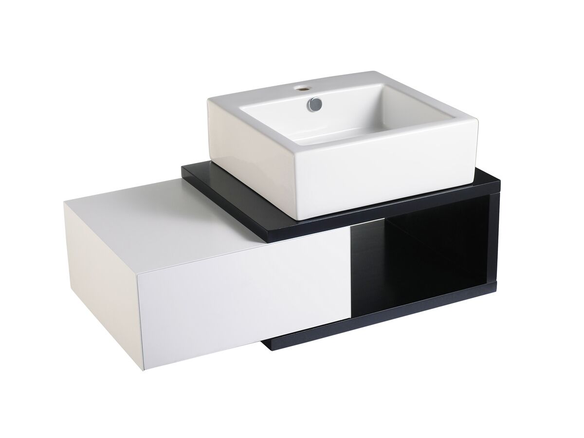 Mizu Bloc Wall Hung Vanity Unit No Basin 900mm Black/ White