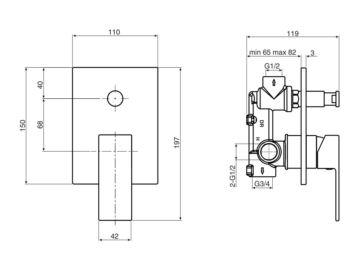 Mizu Bloc MK2 Shower Mixer Tap with Diverter Chrome from Reece