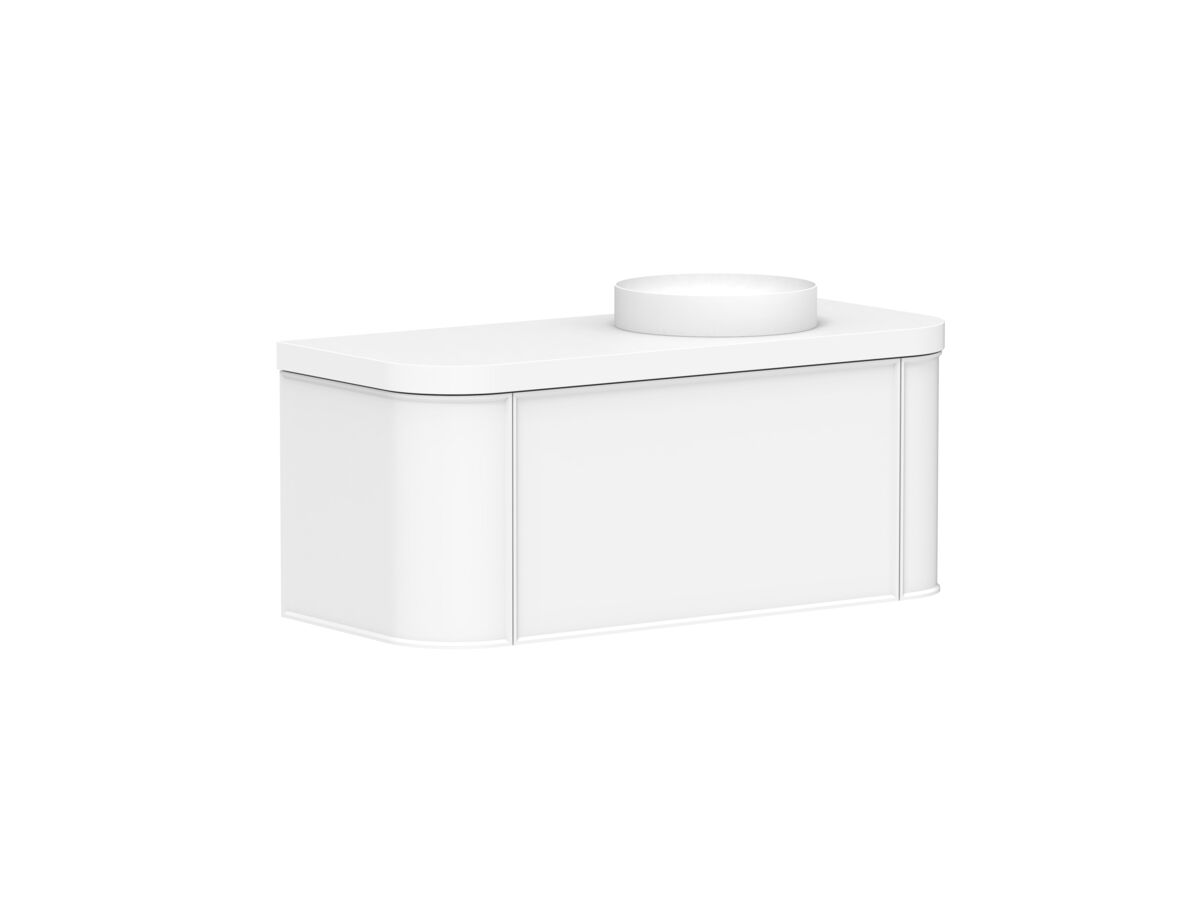 Kado Era 50mm Durasein Statement Top Double Curve All Drawer 1200mm Wall Hung Vanity with Right Hand Basin