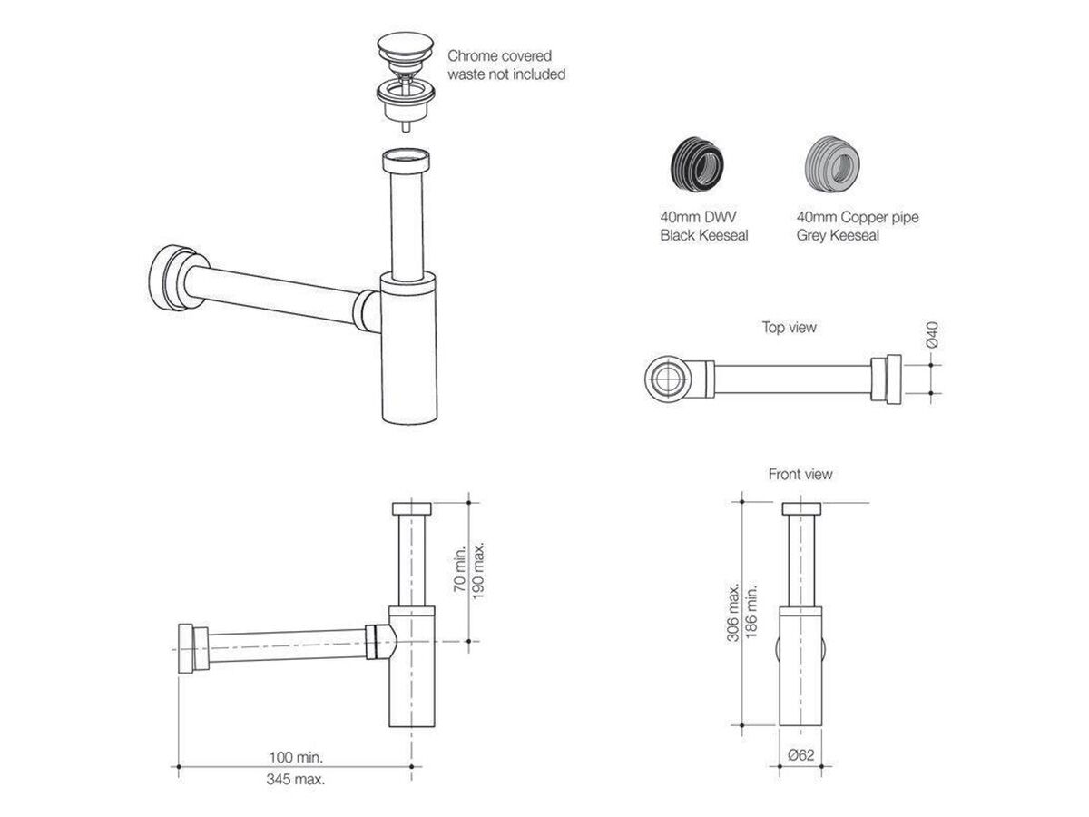 Caroma Eco Bottle Trap 40mm Chrome from Reece